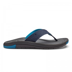 Olukai Awiki Beach Sandals Herre Blå Mørkegrå Danmark | M8A-9831