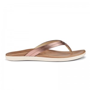 Olukai Honu Beach Sandals Dame Lyserød Kobber Hvide Danmark | R6N-8955