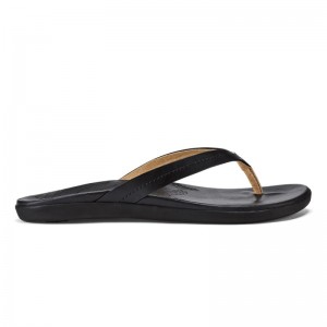 Olukai Honu Beach Sandals Dame Sort Danmark | A1C-2261