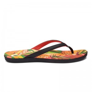 Olukai Ho'ōpio Hau Beach Sandals Dame Sort Flerfarvede Danmark | C2B-2641