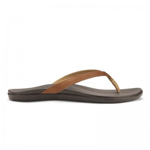 Olukai Ho'ōpio Leather Beach Sandals Dame Brune Mørkebrune Danmark | D9U-4089