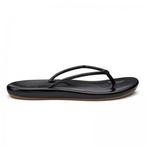 Olukai Huawai Beach Sandals Dame Sort Danmark | E1G-0841