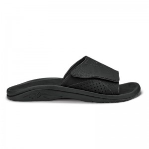 Olukai Nalu Slide Beach Sandals Herre Sort Danmark | E8P-6449