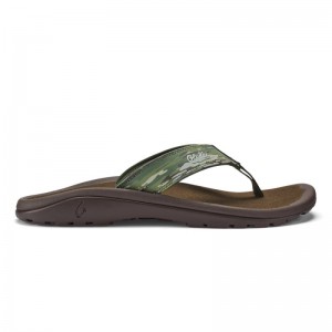 Olukai Ohana Pa'i Beach Sandals Herre Olivengrøn Camo Danmark | E8D-9224