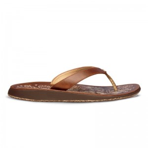 Olukai Paniolo Beach Sandals Dame Brune Danmark | J9F-1534