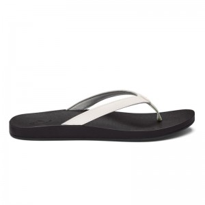 Olukai Puawe Beach Sandals Dame Hvide Sort Danmark | Y5G-8637