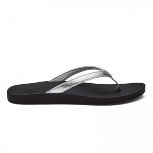 Olukai Puawe Beach Sandals Dame Sølv Sort Danmark | N8J-8420