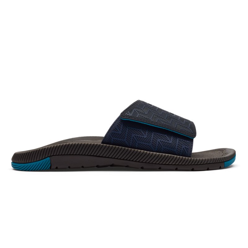 Olukai Awiki \'Olu Beach Sandals Herre Blå Mørkegrå Danmark | C8N-1304