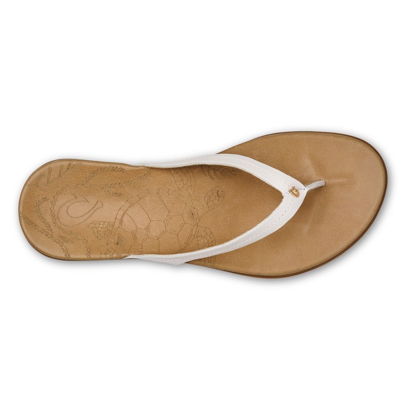 Olukai Honu Beach Sandals Dame Hvide Guld Brune Danmark | E8K-8420