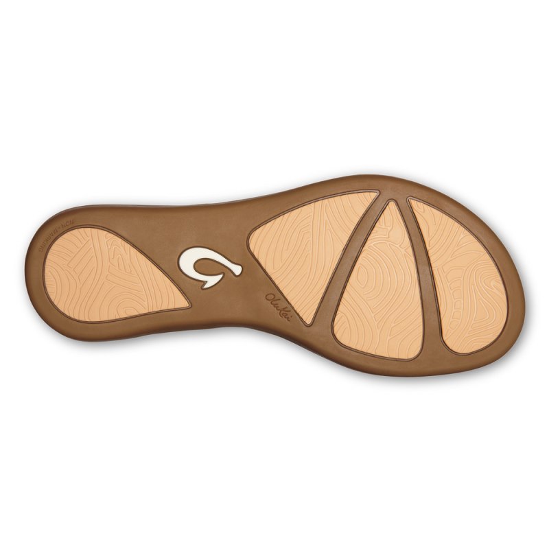 Olukai Honu Beach Sandals Dame Hvide Guld Brune Danmark | E8K-8420