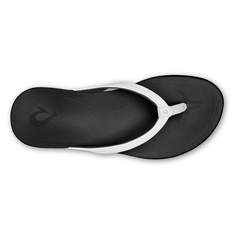 Olukai Ho'ōpio Beach Sandals Dame Hvide Sort Danmark | F8Y-9048