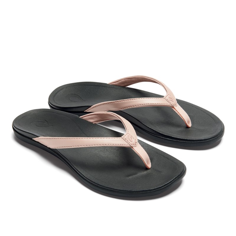 Olukai Ho'ōpio Beach Sandals Dame Lyserød Metal Sort Danmark | P4Q-3472