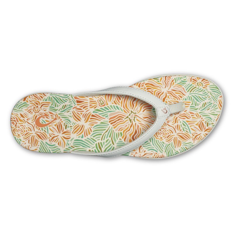 Olukai Ho'ōpio Hau Beach Sandals Dame Hvide Flerfarvede Danmark | P0T-4758