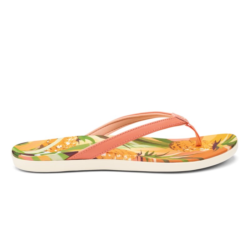 Olukai Ho\'ōpio Hau Beach Sandals Dame Koral Flerfarvede Danmark | I1F-5838