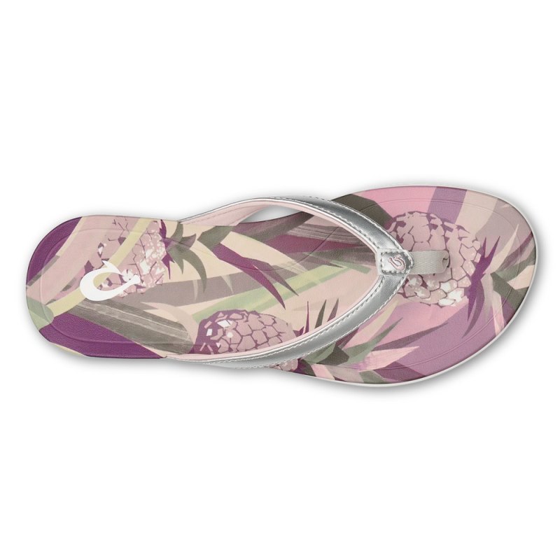 Olukai Ho'ōpio Hau Beach Sandals Dame Sølv Flerfarvede Danmark | Y5F-5954