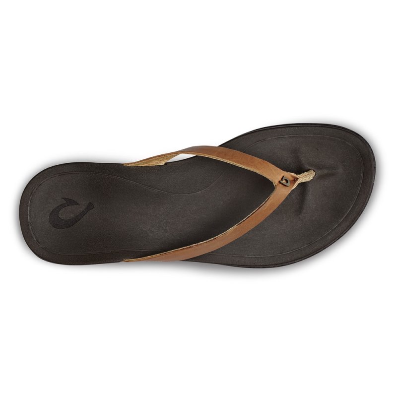 Olukai Ho'ōpio Leather Beach Sandals Dame Brune Mørkebrune Danmark | D9U-4089