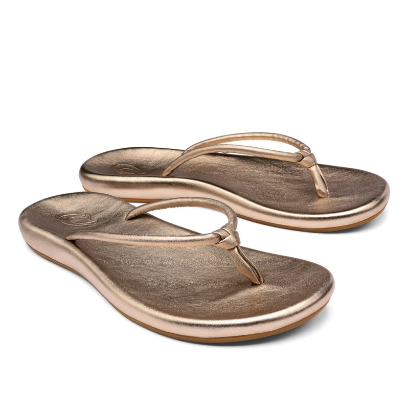 Olukai Huawai Beach Sandals Dame Guld Danmark | C5A-2228