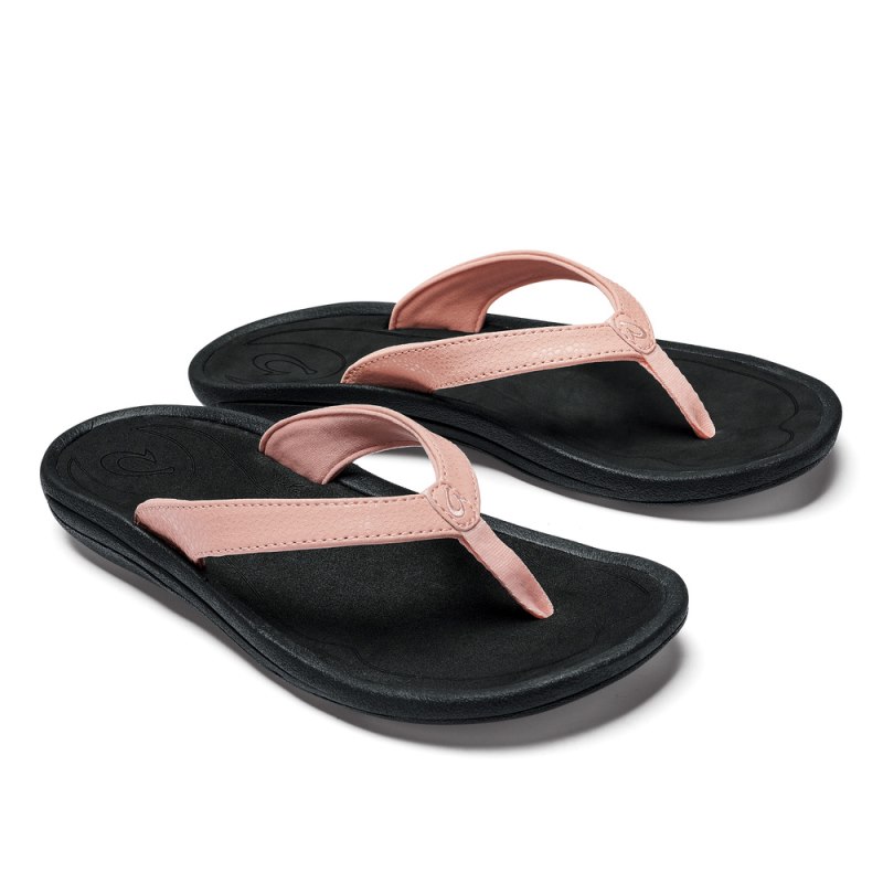 Olukai Kūlapa Kai Beach Sandals Dame Lyserød Sort Danmark | F4Q-7049