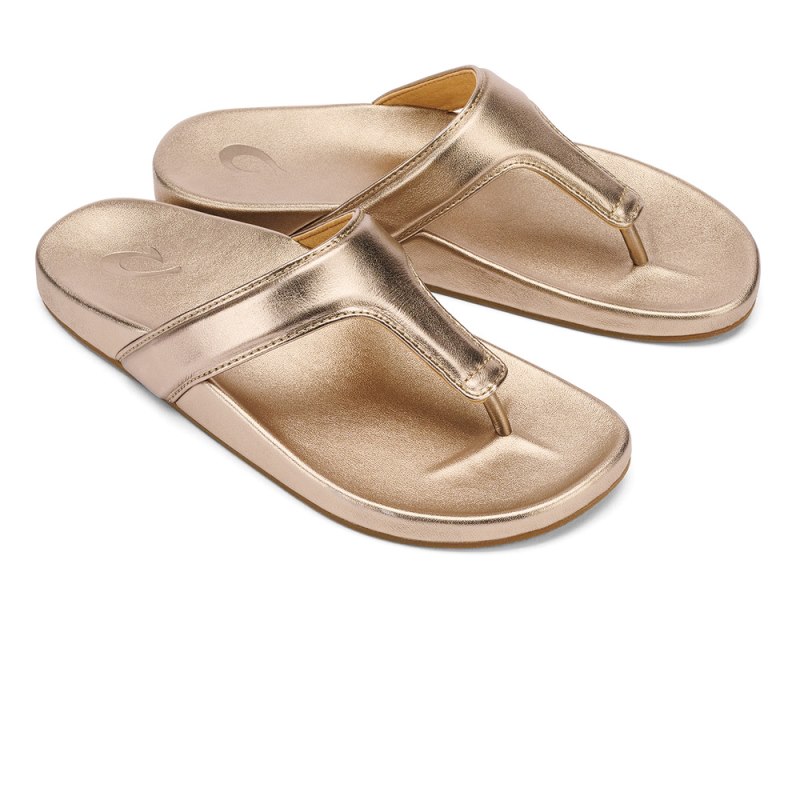 Olukai Kīpe'a Lipi Sandaler Dame Guld Danmark | C7Y-8575