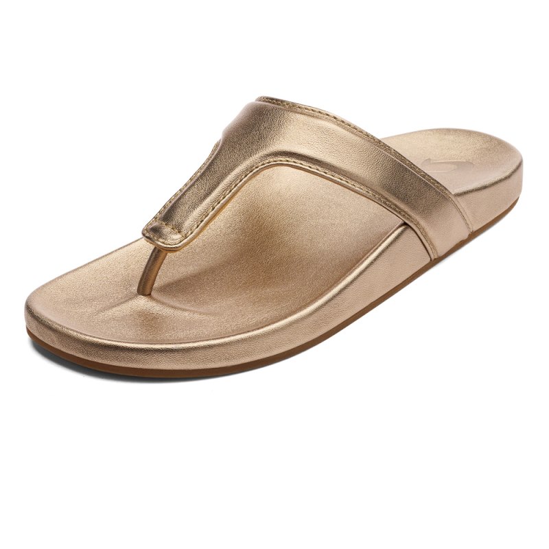 Olukai Kīpe'a Lipi Sandaler Dame Guld Danmark | C7Y-8575