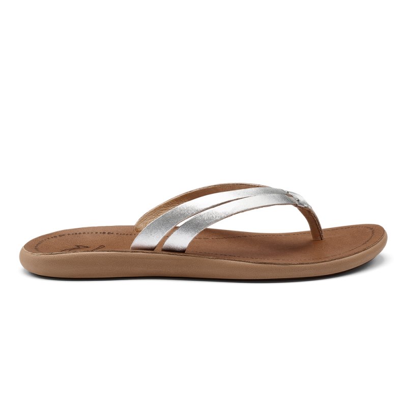 Olukai Kāpehe Luana Beach Sandals Dame Sølv Brune Danmark | X7A-1315