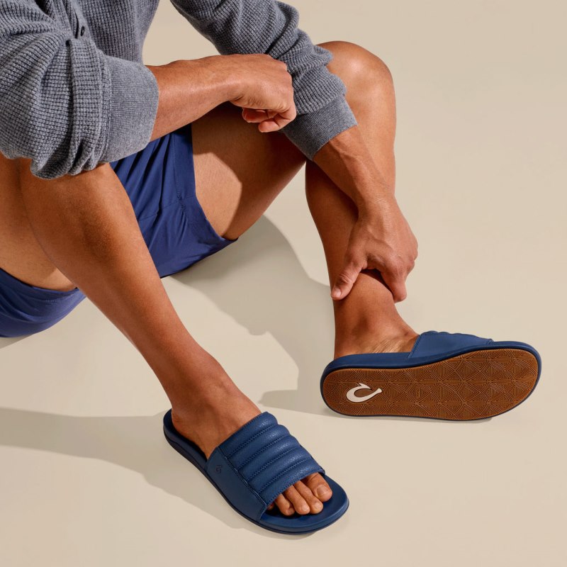 Olukai Maha 'Olu Beach Sandals Herre Mørkeblå Danmark | Z2Z-1347