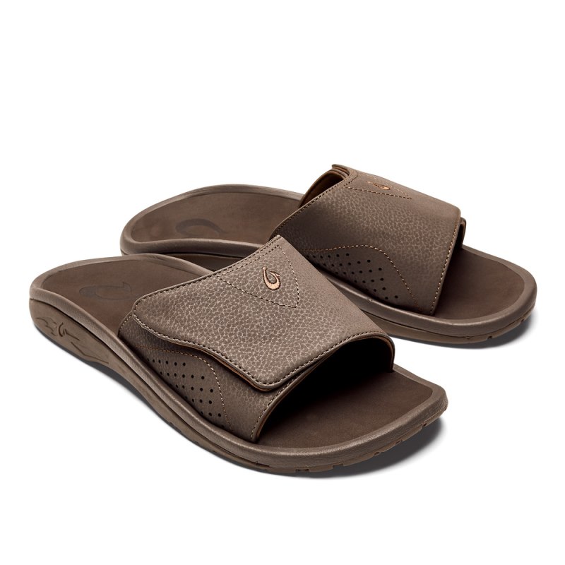 Olukai Nalu Slide Beach Sandals Herre Mørkebrune Danmark | J4W-3934