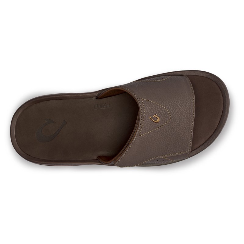 Olukai Nalu Slide Beach Sandals Herre Mørkebrune Danmark | J4W-3934