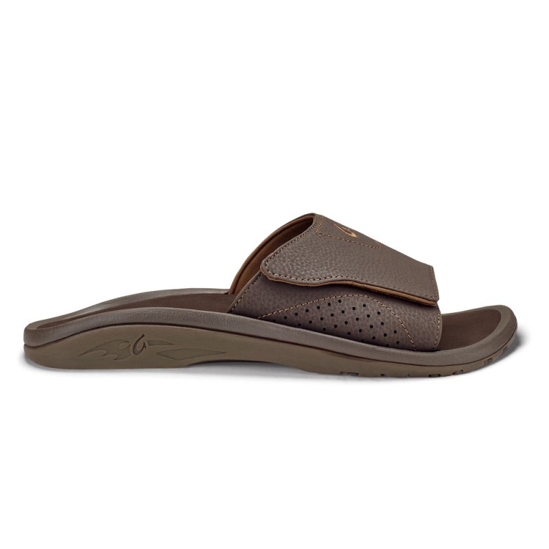 Olukai Nalu Slide Beach Sandals Herre Mørkebrune Danmark | J4W-3934