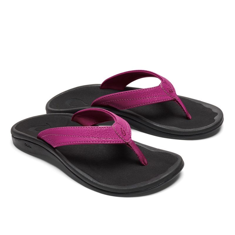 Olukai Ohana Beach Sandals Dame Blomster Sort Danmark | L8V-9430