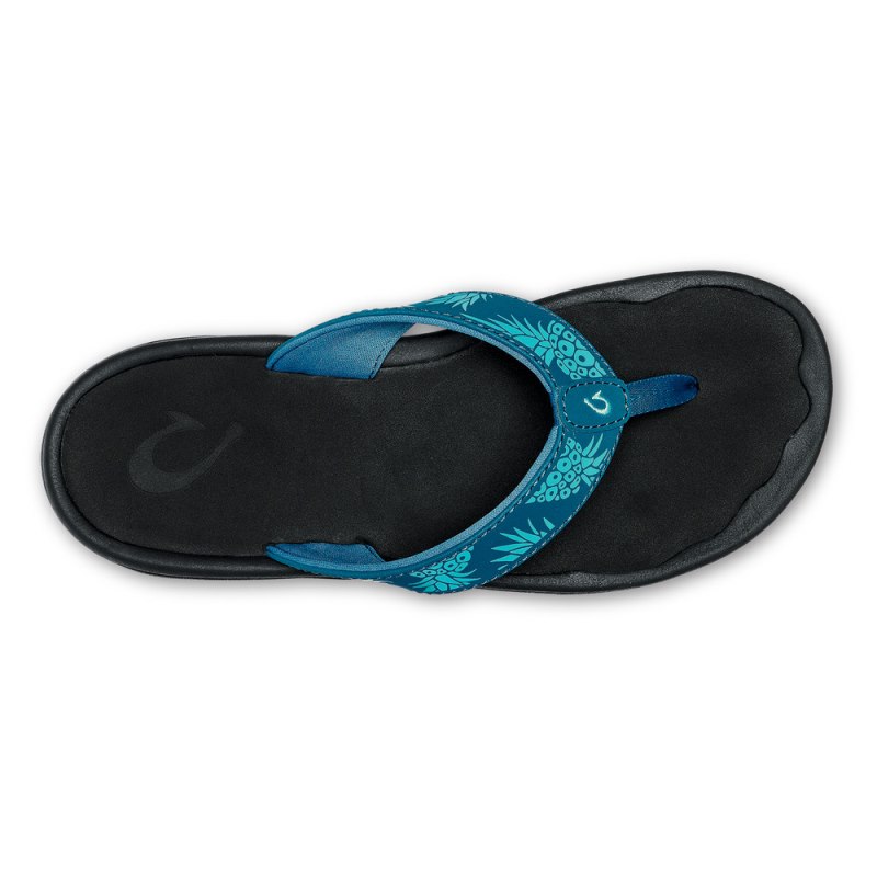 Olukai Ohana Beach Sandals Dame Dyb Blå Sort Danmark | B5I-8482