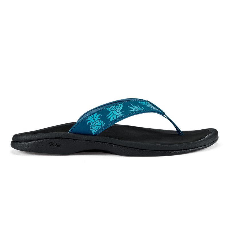 Olukai Ohana Beach Sandals Dame Dyb Blå Sort Danmark | B5I-8482