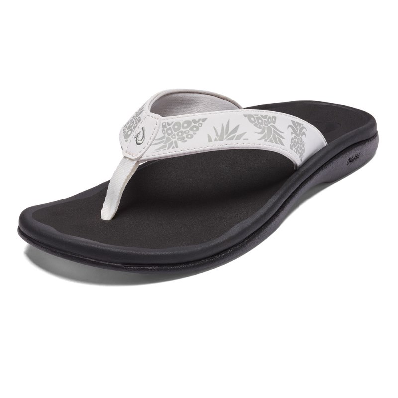 Olukai Ohana Beach Sandals Dame Hvide Sort Danmark | T7Z-6848