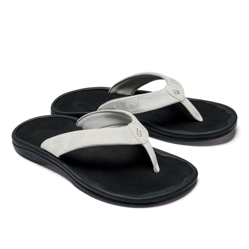 Olukai Ohana Beach Sandals Dame Hvide Sort Danmark | T7Z-6848