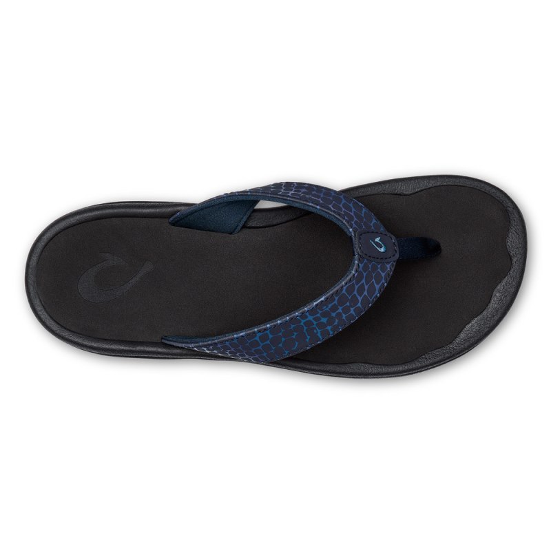 Olukai Ohana Pa'i Beach Sandals Dame Blå Sort Danmark | H8R-8900