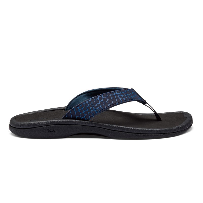 Olukai Ohana Pa\'i Beach Sandals Dame Blå Sort Danmark | H8R-8900