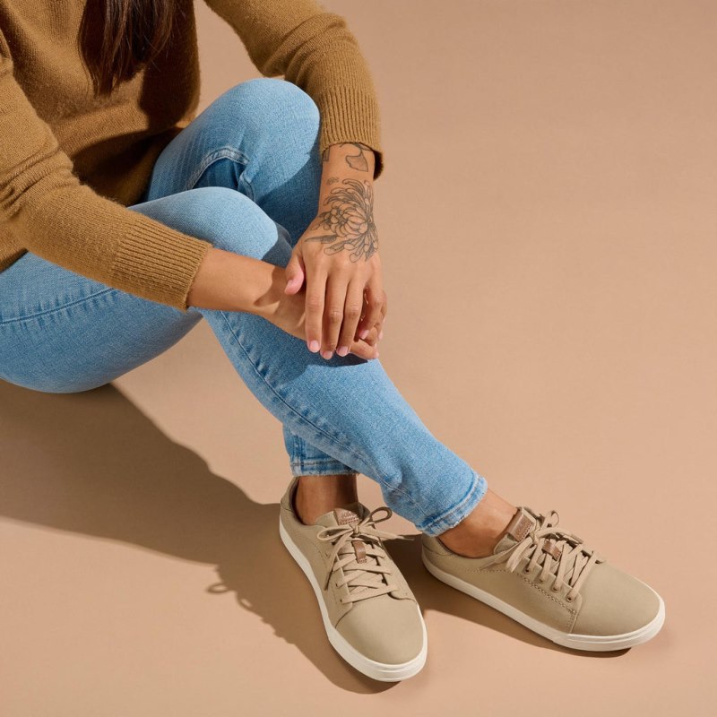 Olukai Pehuea Lī Sneakers Dame Khaki Danmark | K6H-4381