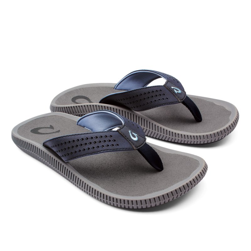 Olukai Ulele Beach Sandals Herre Blå Dyb Grå Danmark | Q5N-7475