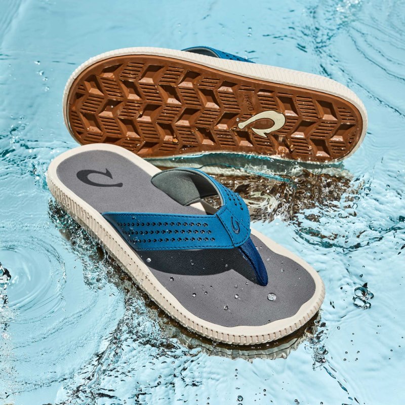 Olukai Ulele Beach Sandals Herre Blå Dyb Grå Danmark | B0R-8029