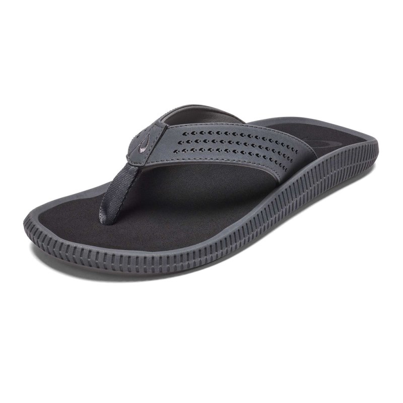 Olukai Ulele Beach Sandals Herre Dyb Grå Sort Danmark | D7L-8875