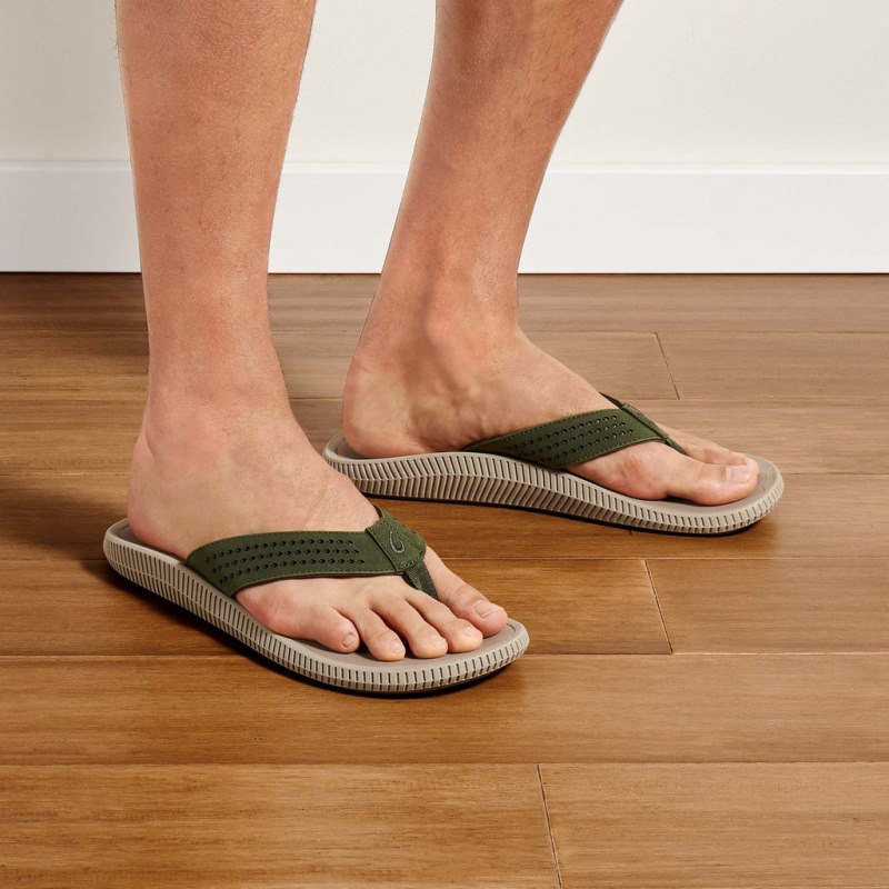 Olukai Ulele Beach Sandals Herre Olivengrøn Danmark | F9E-2758