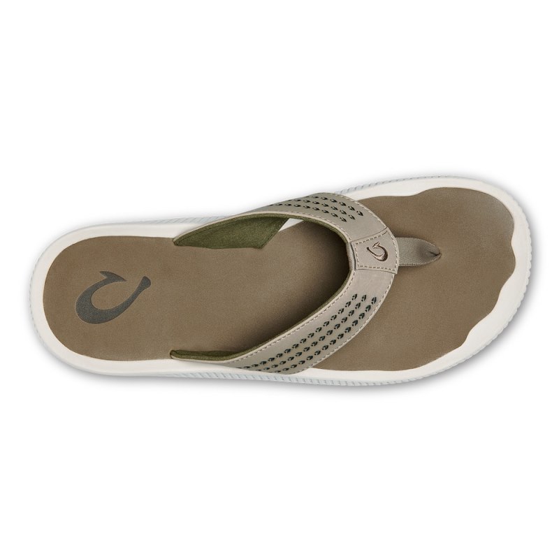 Olukai Ulele Beach Sandals Herre Olivengrøn Hvide Danmark | C9T-5100